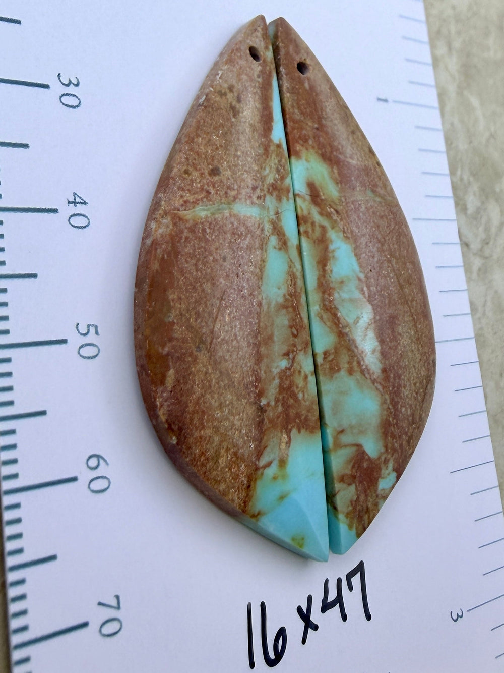 Kingman Turquoise (Arizona) Matching Earring Slab Bead Pair