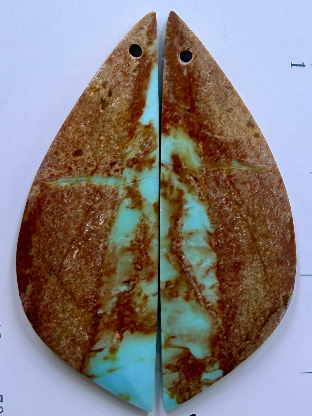Kingman Turquoise (Arizona) Matching Earring Slab Bead Pair