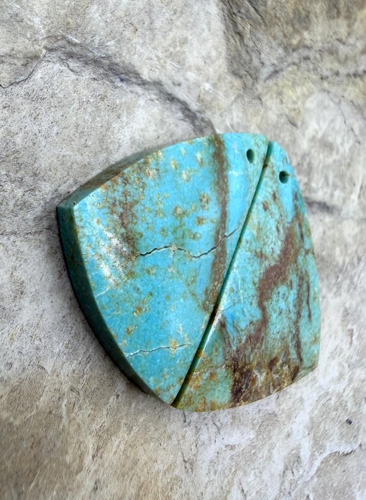 Kingman Turquoise (Arizona) Matching Earring Slab Bead Pair