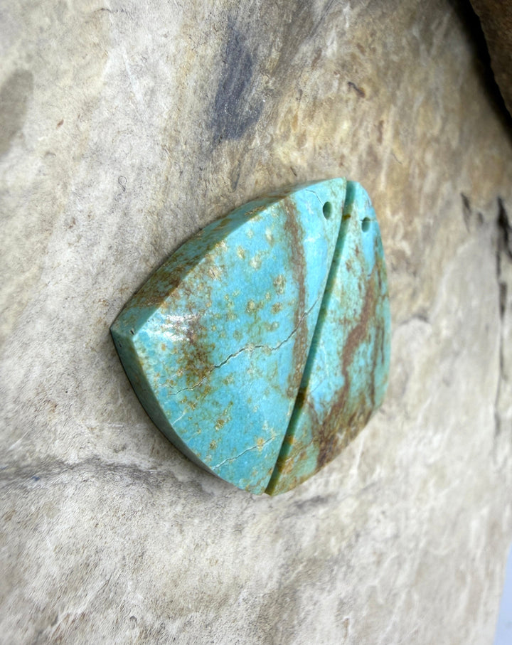 Kingman Turquoise (Arizona) Matching Earring Slab Bead Pair