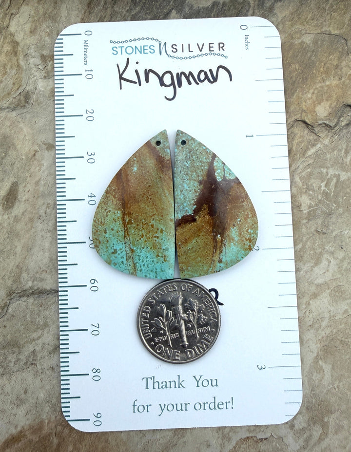 Kingman Turquoise (Arizona) Matching Earring Slab Bead Pair