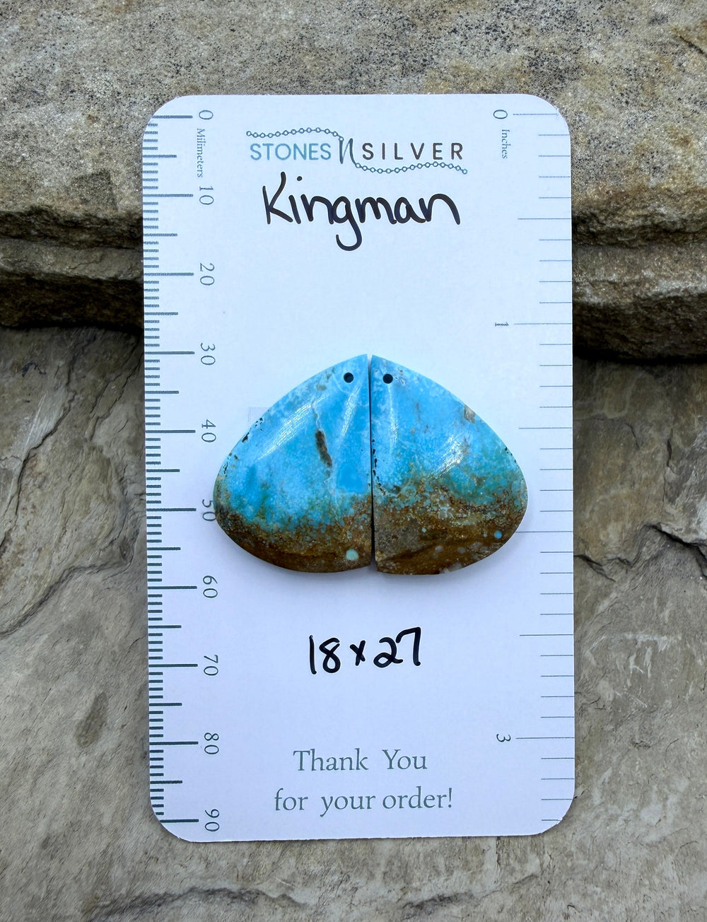 Kingman Turquoise (Arizona) Matching Earring Slab Bead Pair