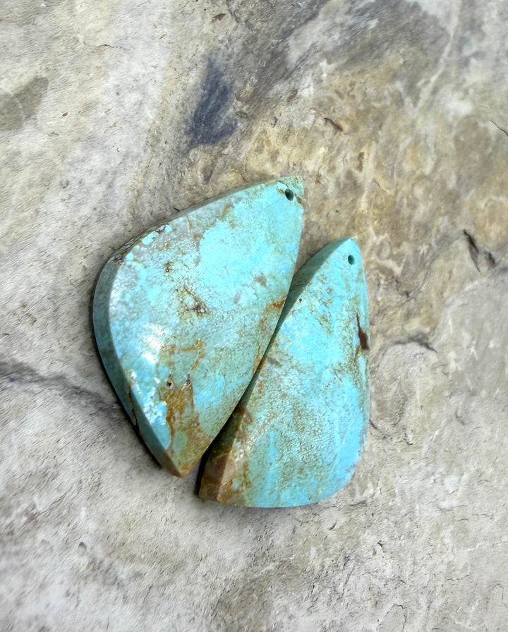 Kingman Turquoise (Arizona) Matching Earring Slab Bead Pair