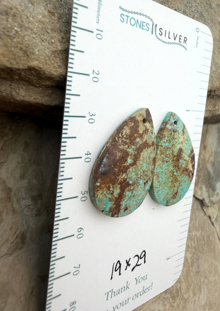Kingman Turquoise (Arizona) Matching Earring Slab Bead Pair