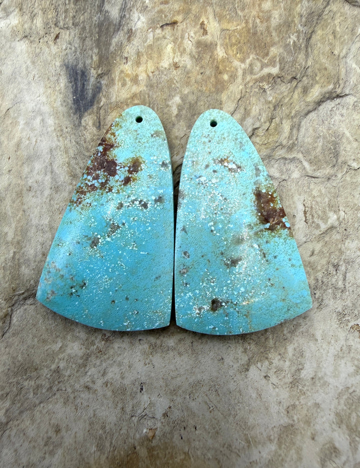 Kingman Turquoise (Arizona) Matching Earring Slab Bead Pair