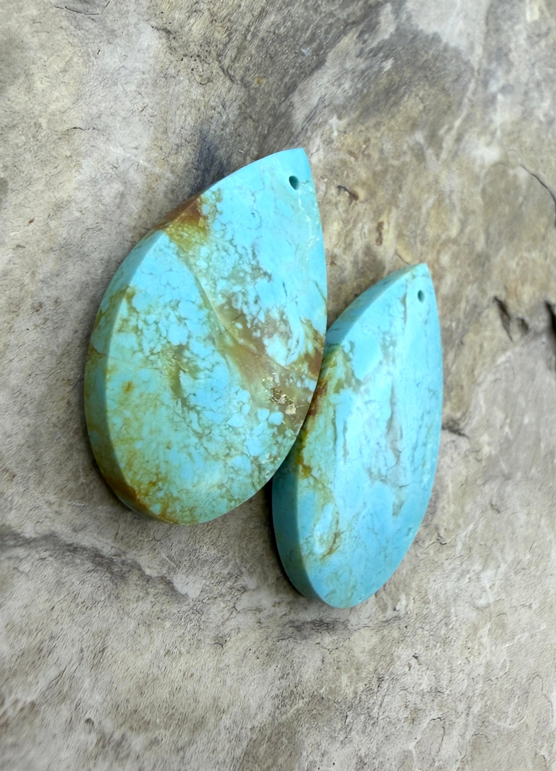 Kingman Turquoise (Arizona) Matching Earring Slab Bead Pair
