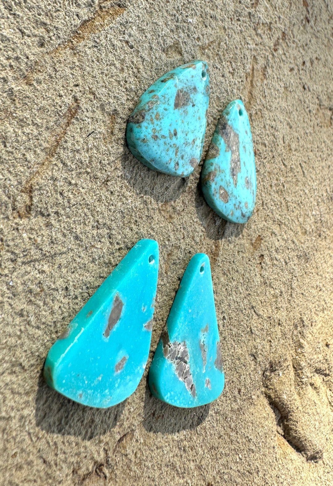 Kingman Turquoise (Arizona) Matching Earring Slab Bead Pair