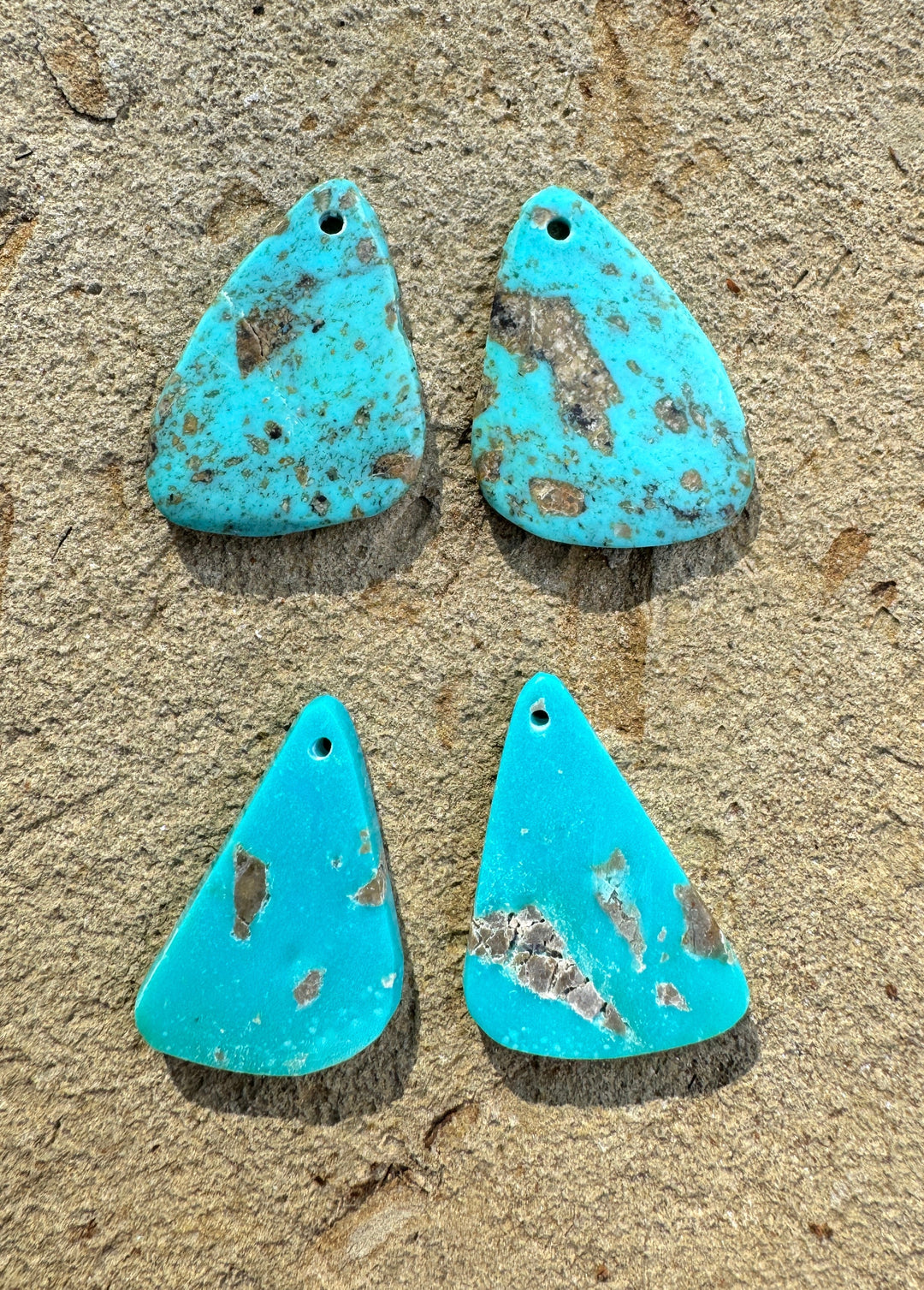 Kingman Turquoise (Arizona) Matching Earring Slab Bead Pair