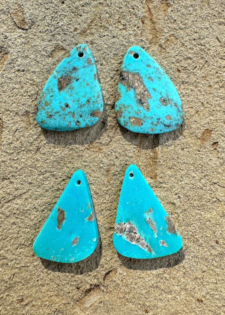 Kingman Turquoise (Arizona) Matching Earring Slab Bead Pair