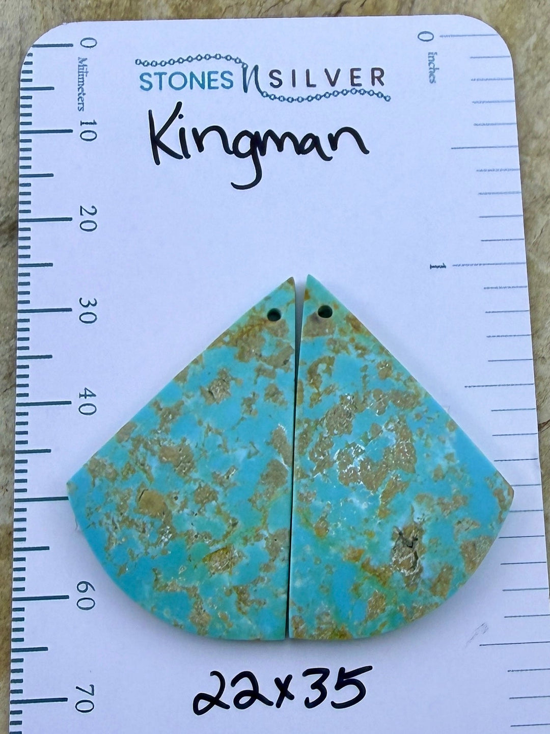 Kingman Turquoise (Arizona) Matching Earring Slab Bead Pair