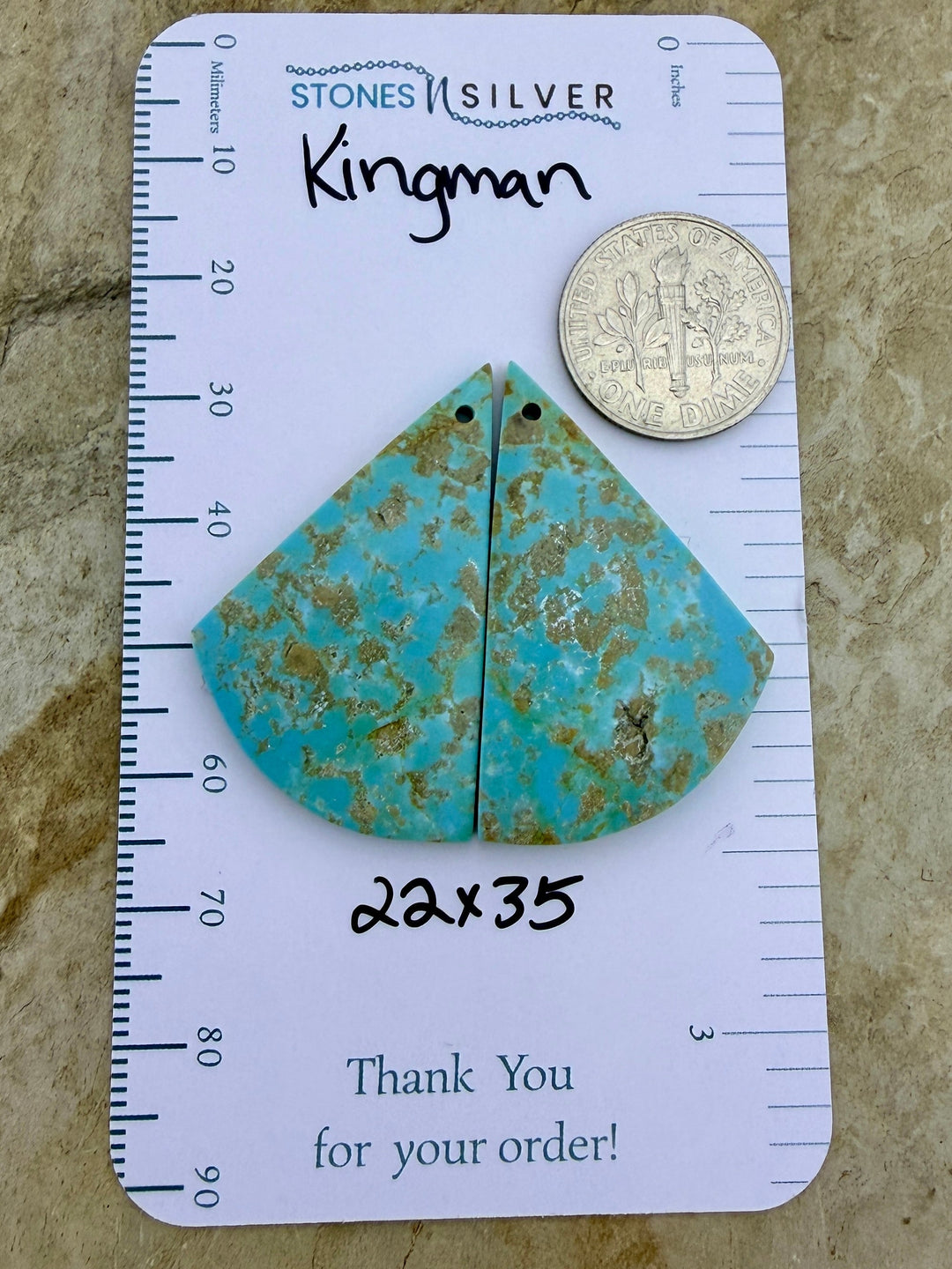 Kingman Turquoise (Arizona) Matching Earring Slab Bead Pair