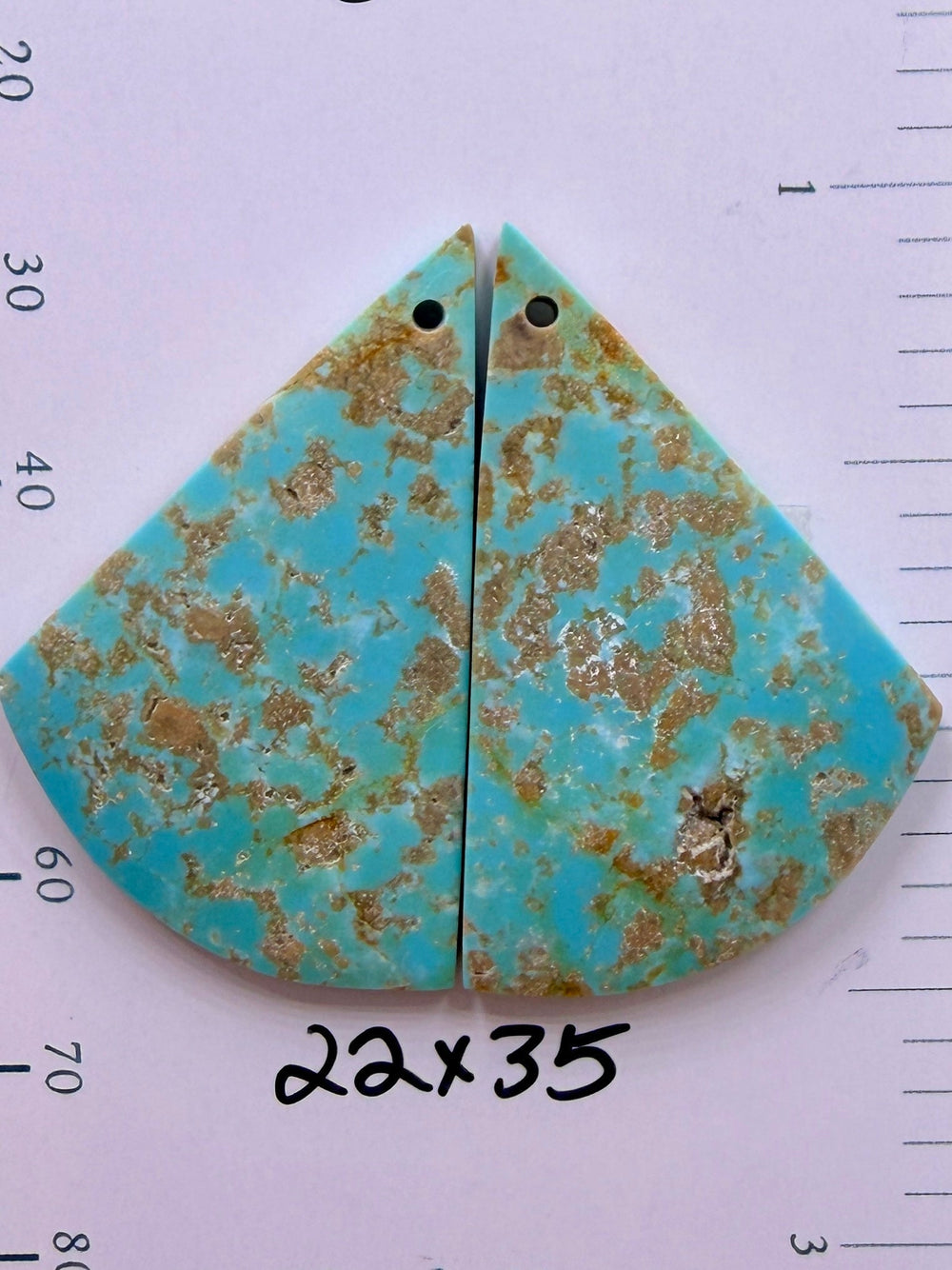 Kingman Turquoise (Arizona) Matching Earring Slab Bead Pair