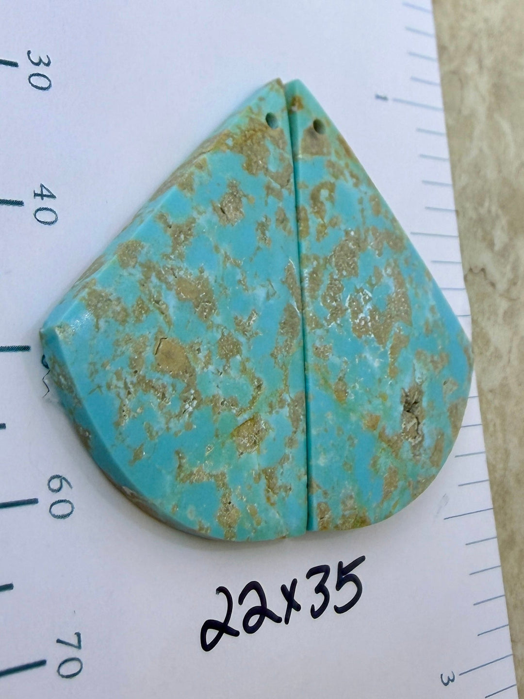Kingman Turquoise (Arizona) Matching Earring Slab Bead Pair