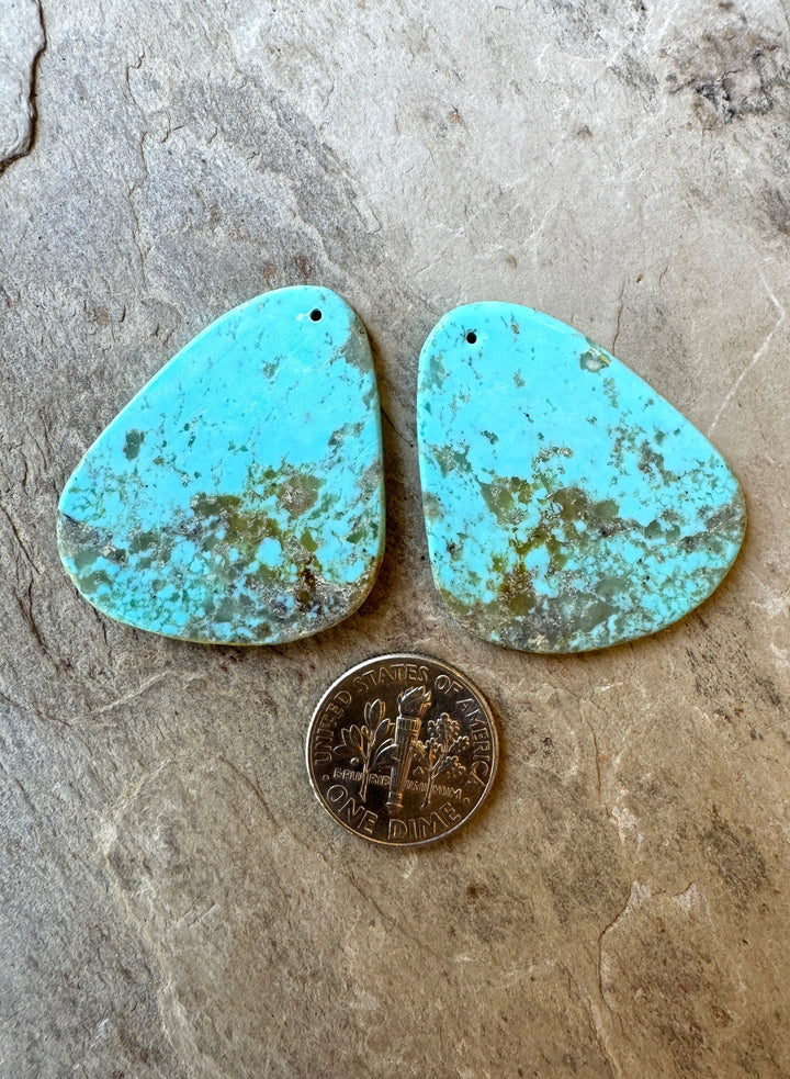 Kingman Turquoise (Arizona) Matching Earring Slab Bead Pair