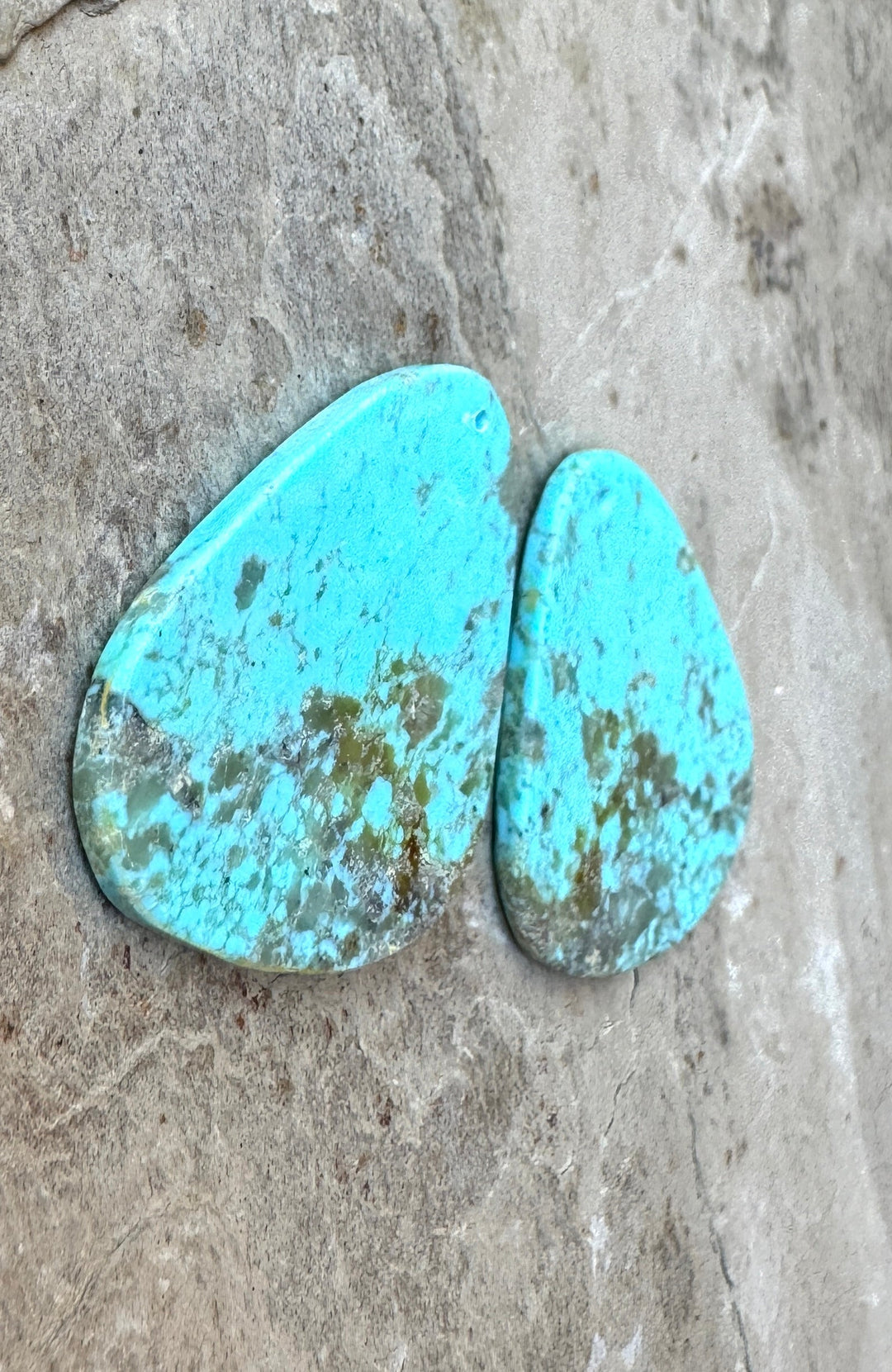 Kingman Turquoise (Arizona) Matching Earring Slab Bead Pair