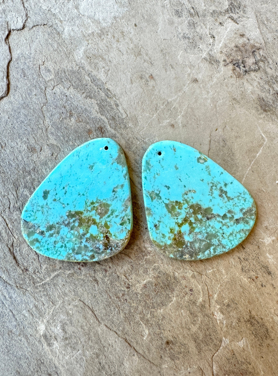 Kingman Turquoise (Arizona) Matching Earring Slab Bead Pair