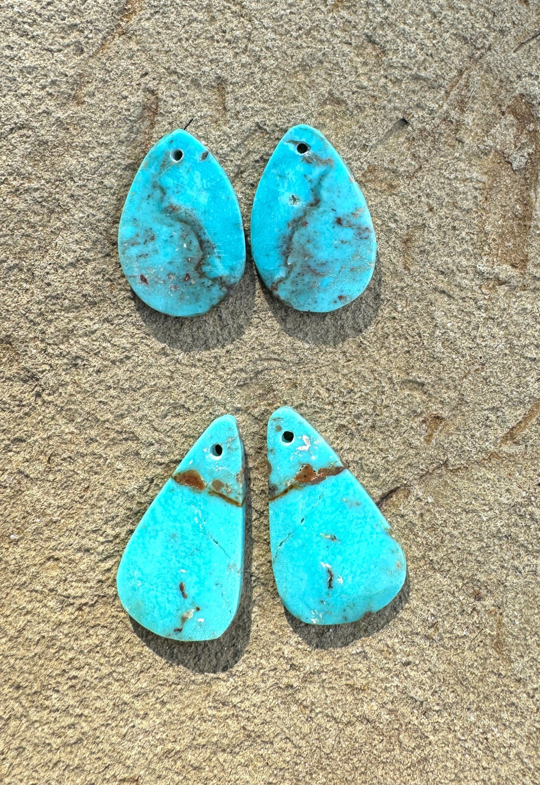 Kingman Turquoise (Arizona) Matching Earring Slab Bead Pair