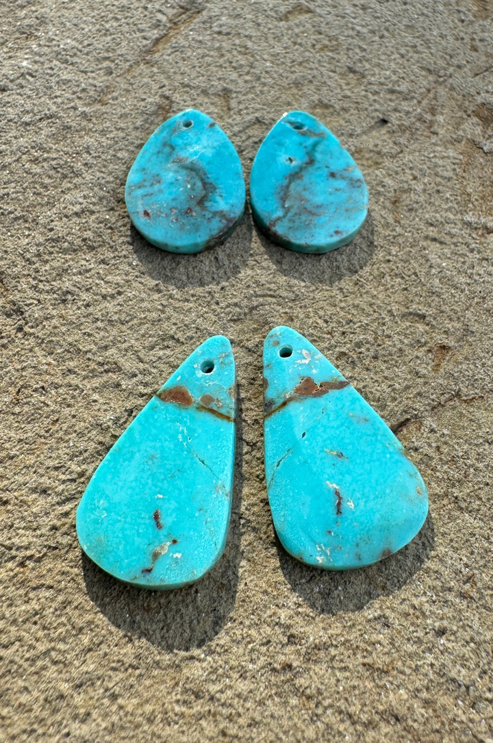 Kingman Turquoise (Arizona) Matching Earring Slab Bead Pair