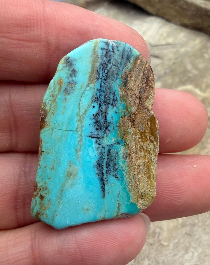 Kingman Turquoise (Arizona) Slab Bead 24x38x5mm - Turquoise