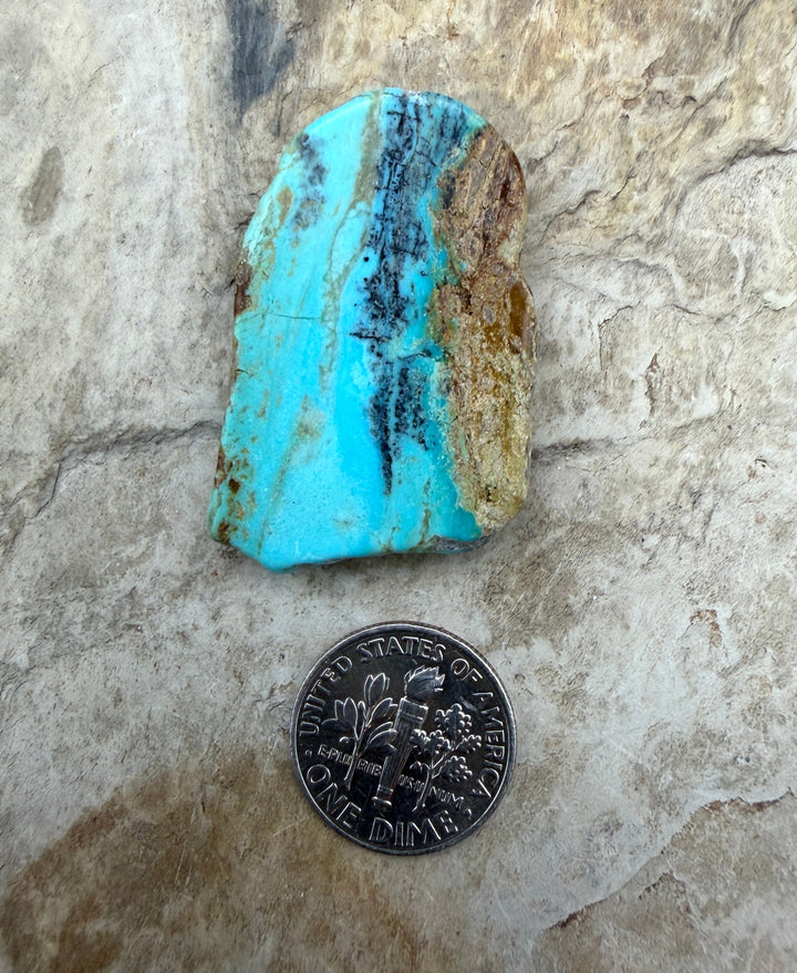 Kingman Turquoise (Arizona) Slab Bead 24x38x5mm - Turquoise