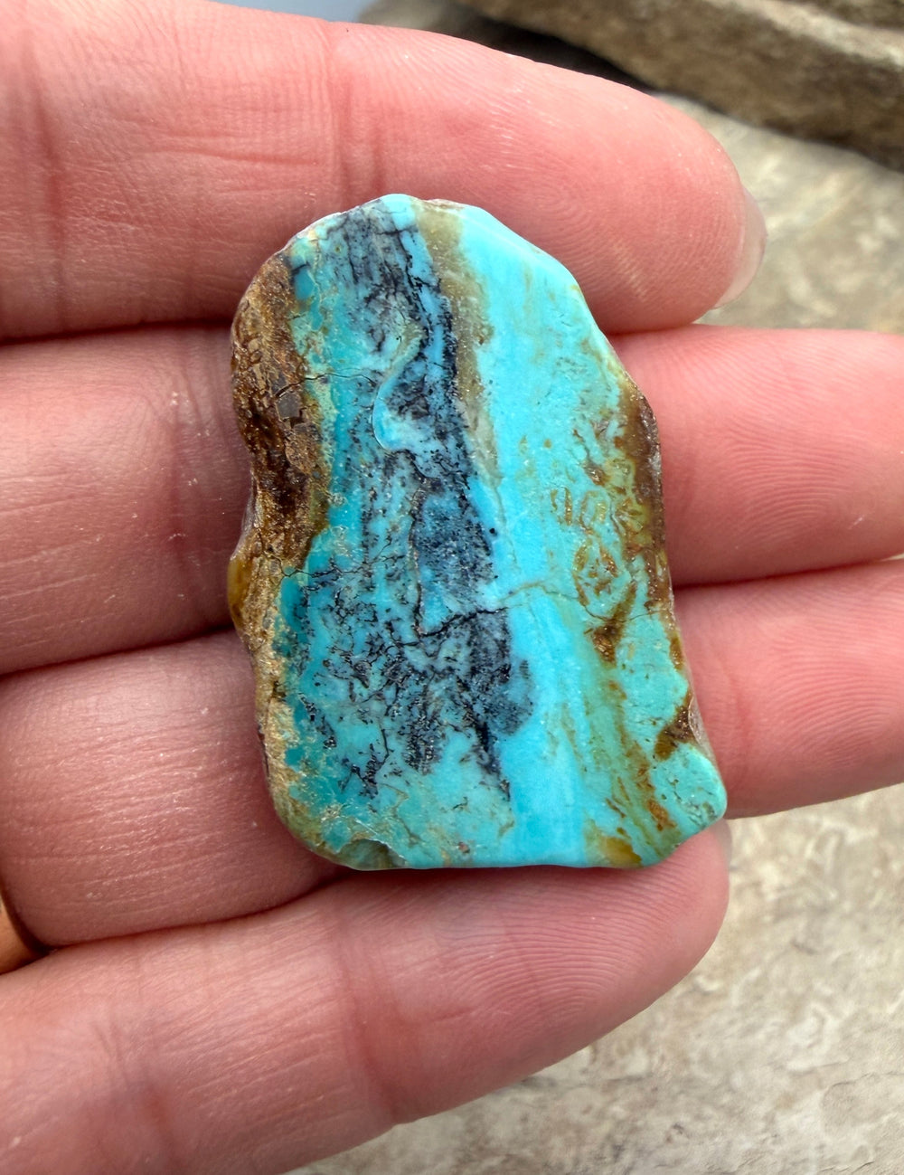 Kingman Turquoise (Arizona) Slab Bead 24x38x5mm - Turquoise