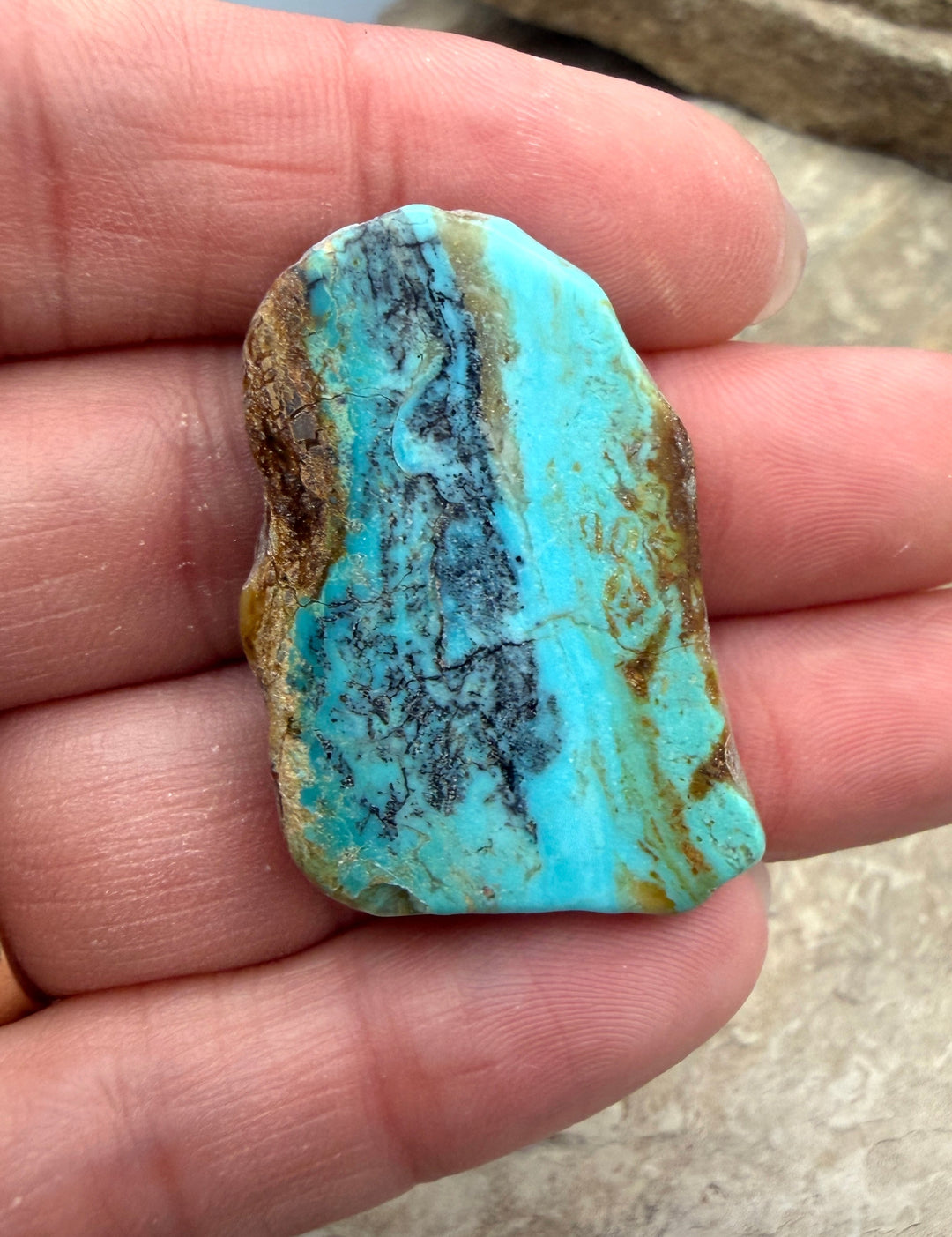 Kingman Turquoise (Arizona) Slab Bead 24x38x5mm - Turquoise