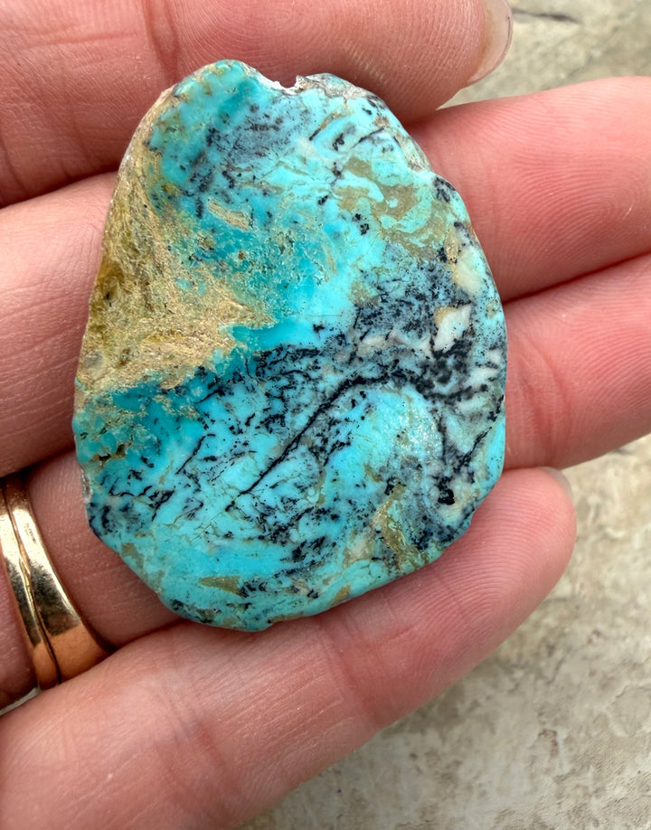 Kingman Turquoise (Arizona) Slab Bead 30x40x5mm - Turquoise