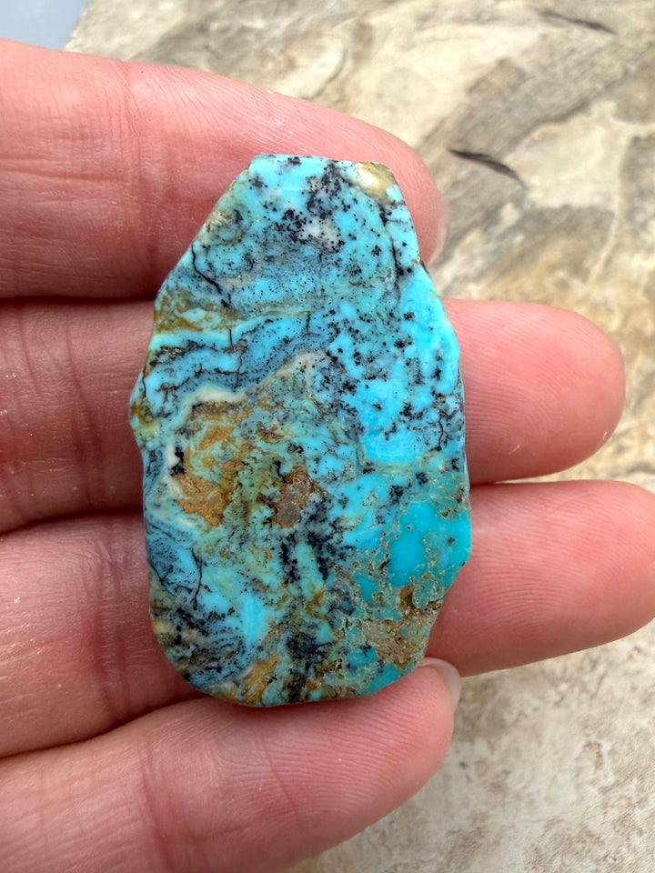 Kingman Turquoise (Arizona) Slab Bead 30x40x5mm - Turquoise