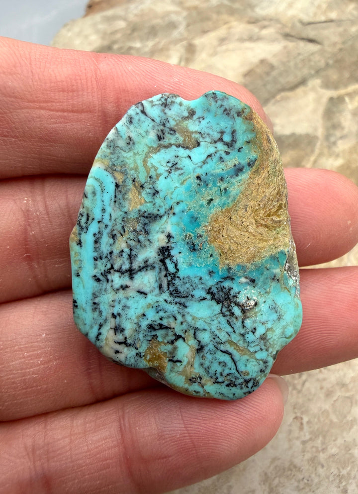 Kingman Turquoise (Arizona) Slab Bead 30x40x5mm - Turquoise