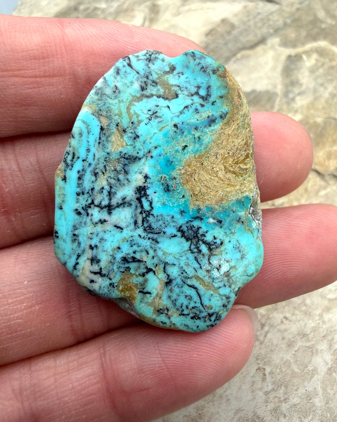 Kingman Turquoise (Arizona) Slab Bead 30x40x5mm - Turquoise