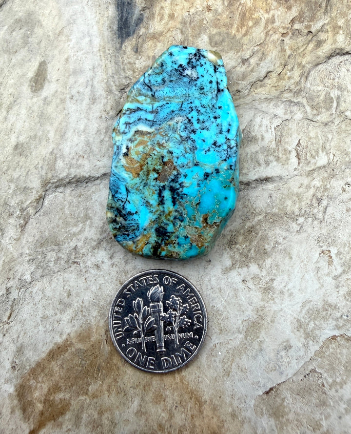 Kingman Turquoise (Arizona) Slab Bead 30x40x5mm - Turquoise