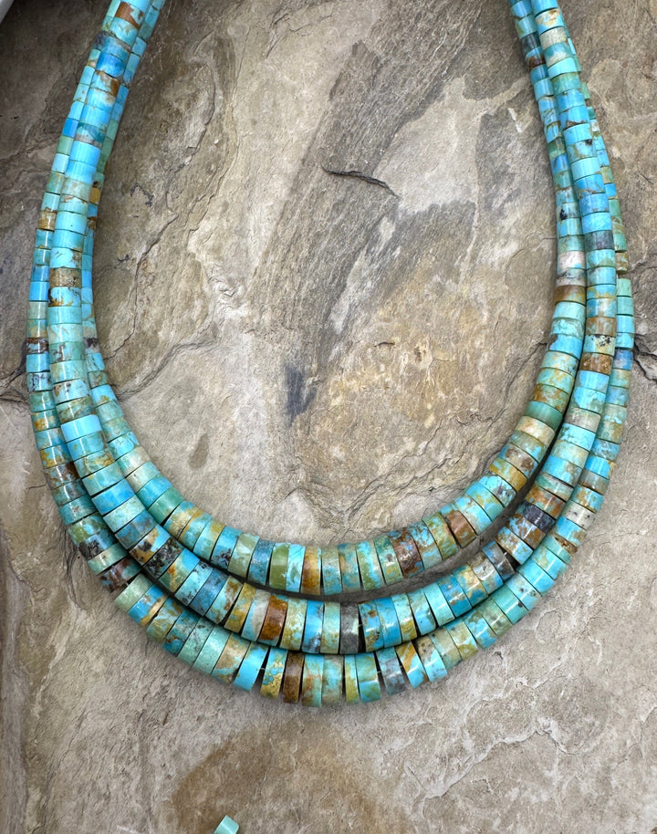 Kingman Turquoise (AZ) 3-8mm Graduated Heishi Beads 16 Inch