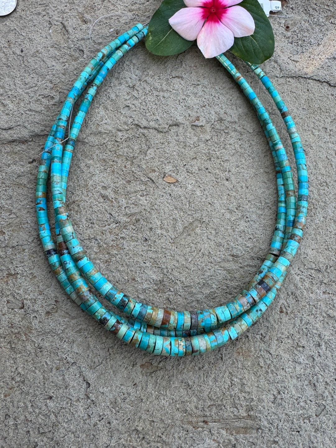 Kingman Turquoise (AZ) 3-8mm Graduated Heishi Beads 16 Inch
