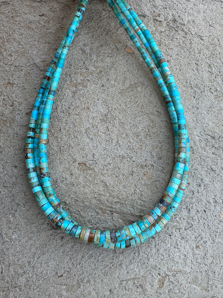 Kingman Turquoise (AZ) 3-8mm Graduated Heishi Beads 16 Inch