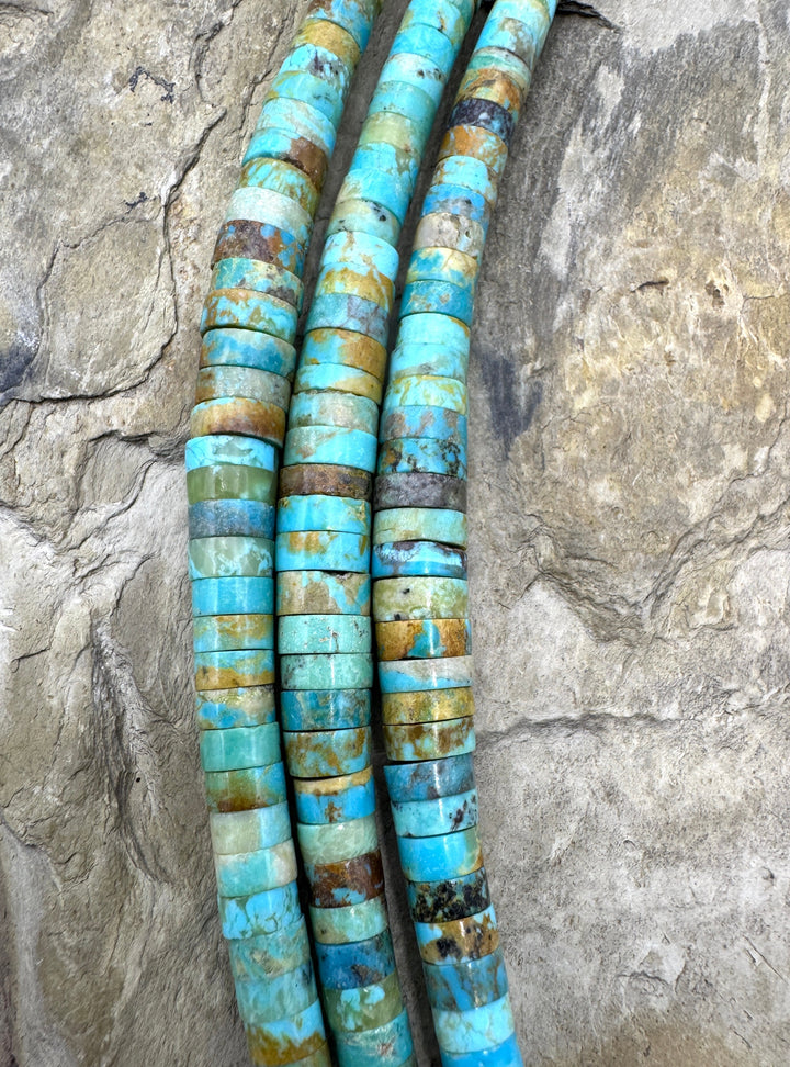 Kingman Turquoise (AZ) 3-8mm Graduated Heishi Beads 16 Inch