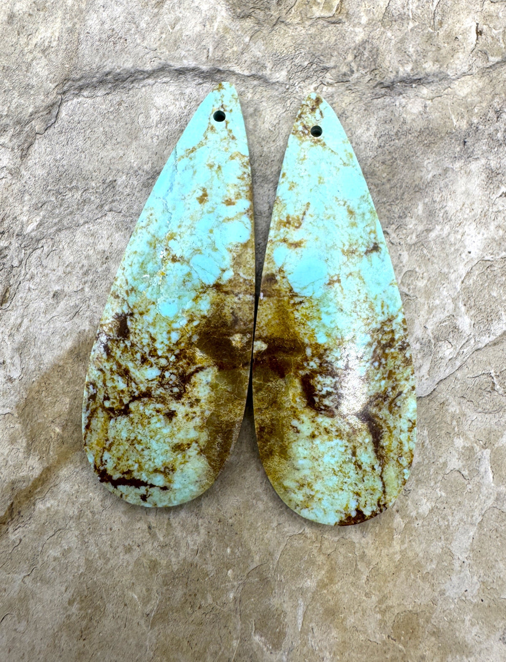 Kingman Turquoise (AZ) BIG Matching Earring Slab Bead Pair