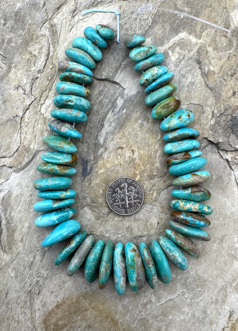 Kingman Turquoise (AZ) Graduated Long Nugget Beads 12-20mm
