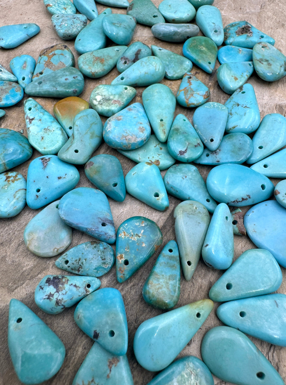 Kingman Turquoise (AZ) Irregular Small Teardrop Focal Beads