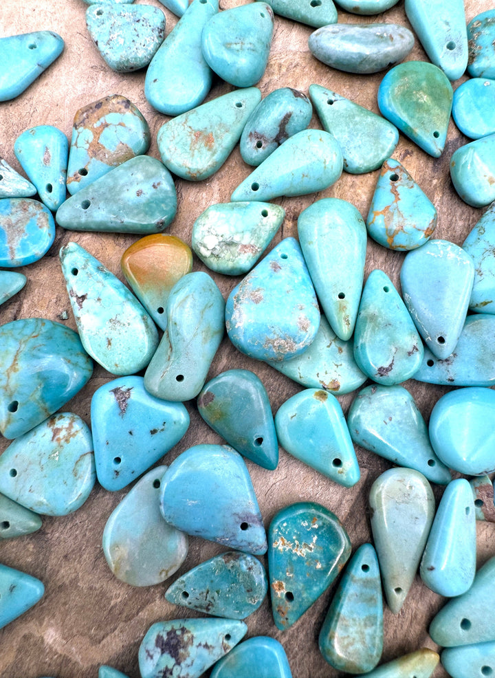 Kingman Turquoise (AZ) Irregular Small Teardrop Focal Beads