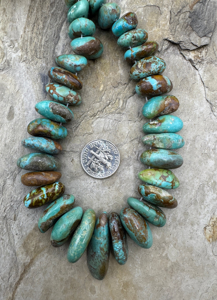 Kingman Turquoise (AZ) Long Graduated Bead Focal Strand 8