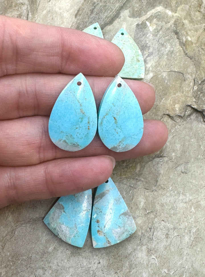 Kingman Turquoise (AZ) Matching Earring Slab Bead Pair