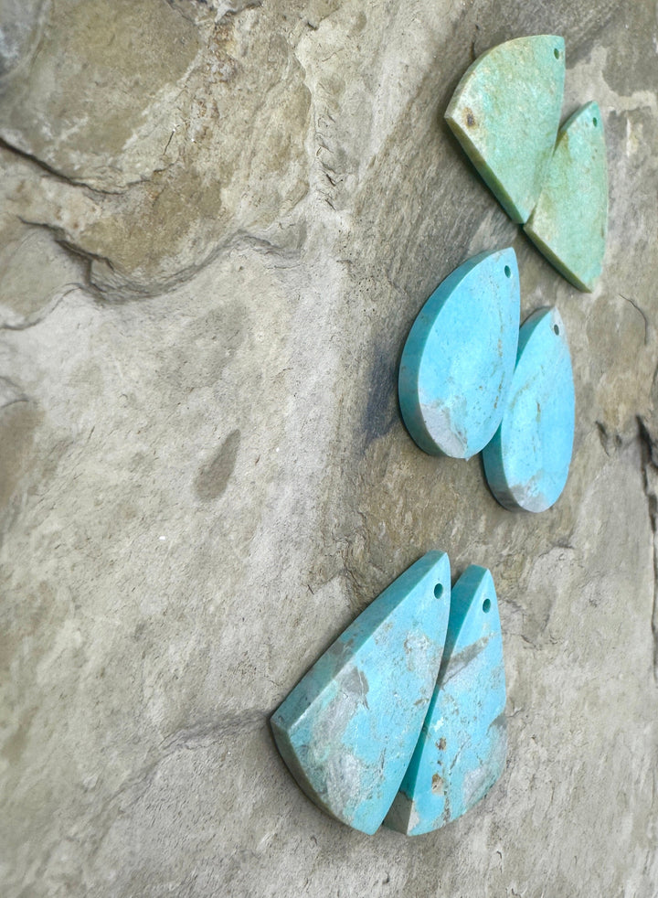 Kingman Turquoise (AZ) Matching Earring Slab Bead Pair