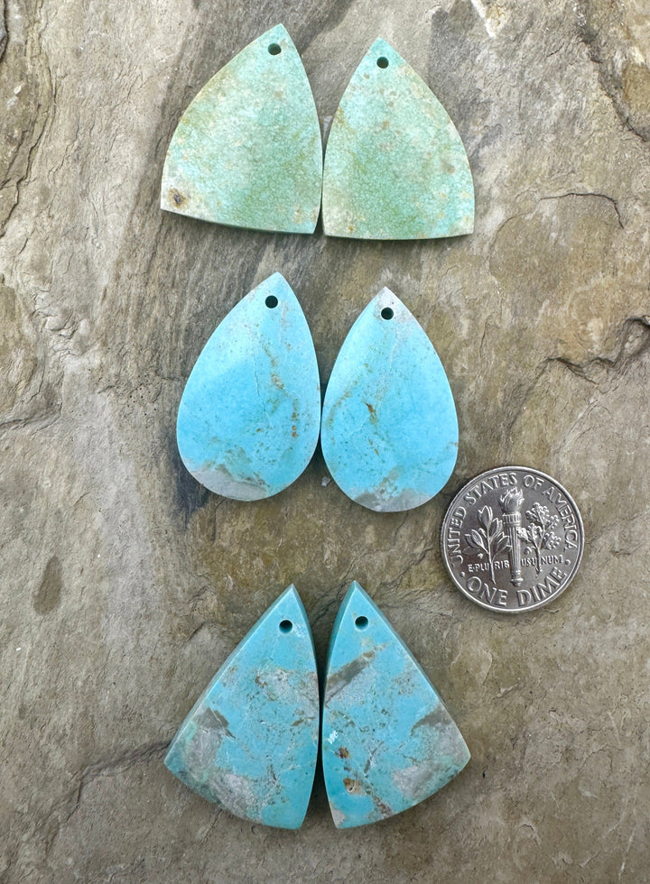 Kingman Turquoise (AZ) Matching Earring Slab Bead Pair