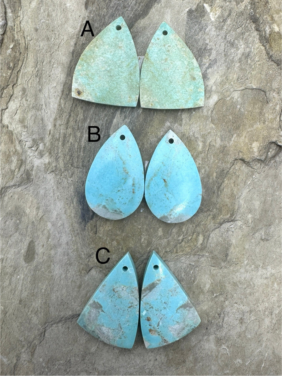 Kingman Turquoise (AZ) Matching Earring Slab Bead Pair