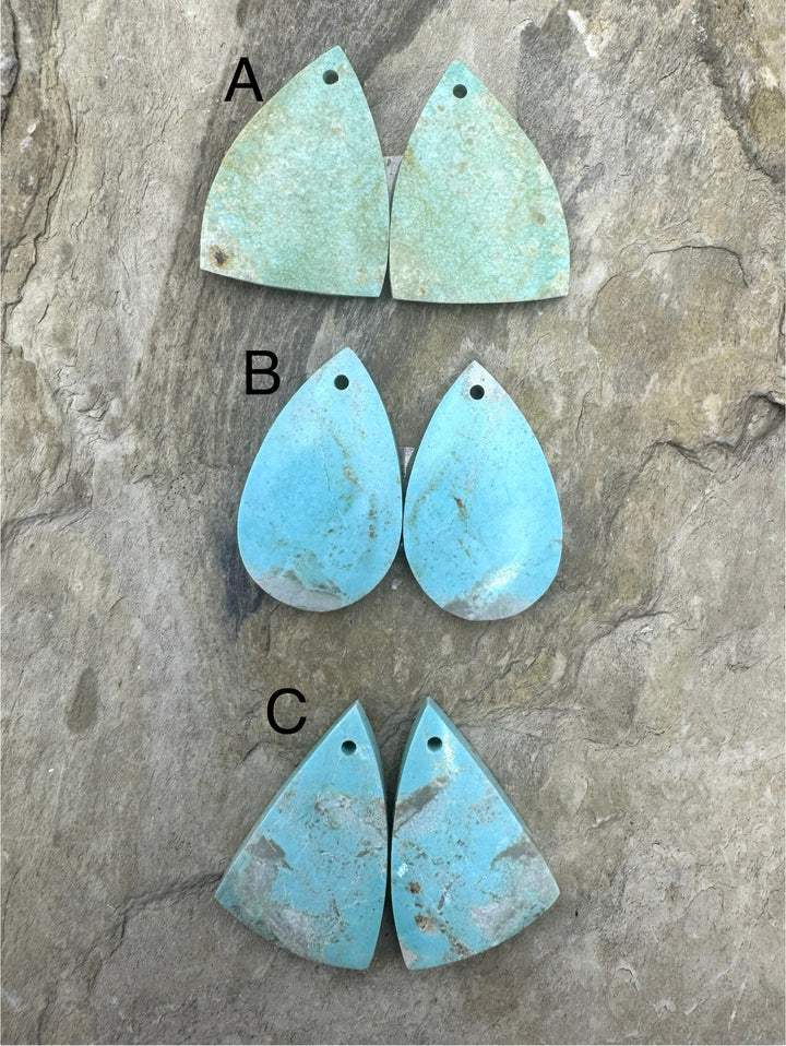 Kingman Turquoise (AZ) Matching Earring Slab Bead Pair