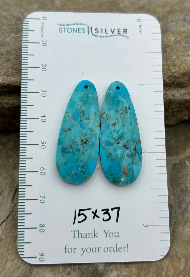 Kingman Turquoise Composite (Arizona) Earring Slab Bead