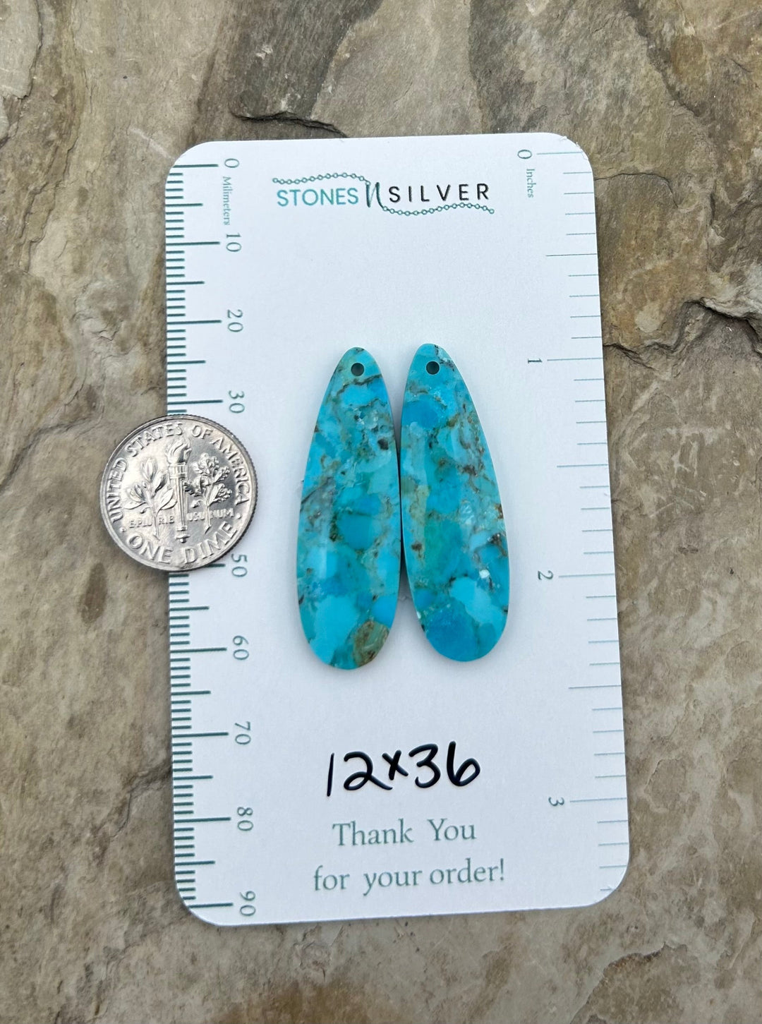 Kingman Turquoise Composite Block Matching Earring Slab