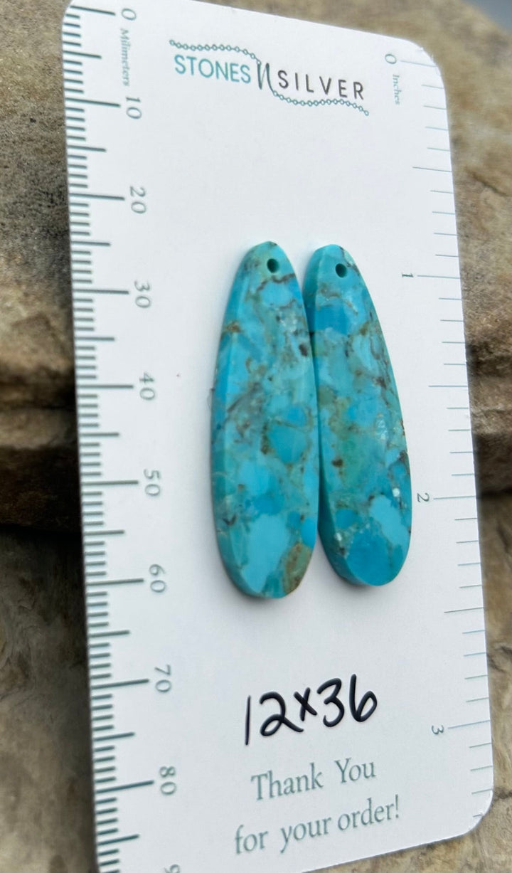 Kingman Turquoise Composite Block Matching Earring Slab