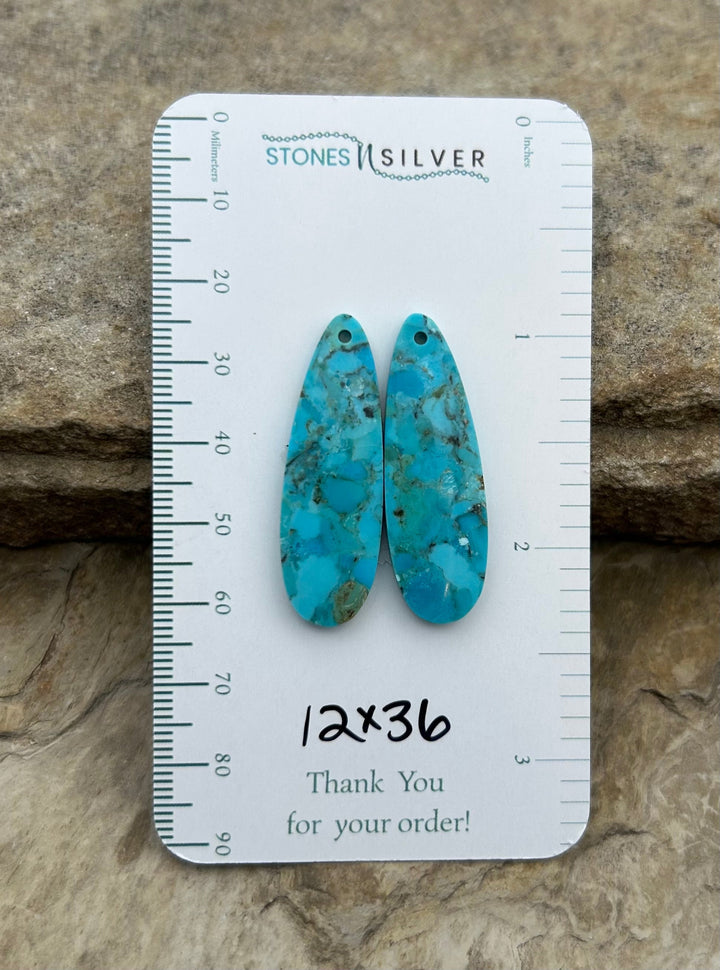 Kingman Turquoise Composite Block Matching Earring Slab