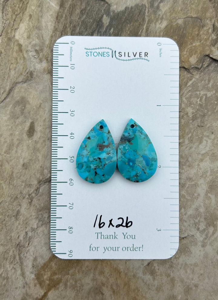 Kingman Turquoise Composite Block Matching Earring Slab